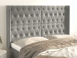 vidaXL Headboard with Ears Light Gray 57.9"x6.3"x46.5"/50.4" Velvet