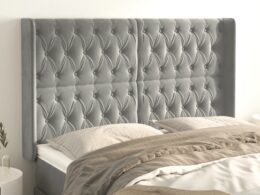 vidaXL Headboard with Ears Light Gray 64.2"x6.3"x46.5"/50.4" Velvet