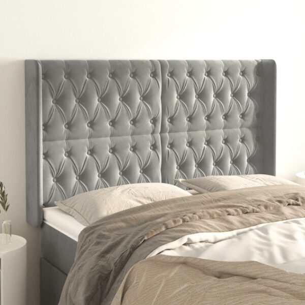 vidaXL Headboard with Ears Light Gray 64.2"x6.3"x46.5"/50.4" Velvet