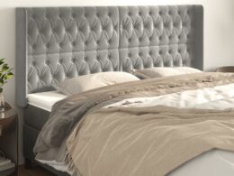 vidaXL Headboard with Ears Light Gray 79.9"x6.3"x46.5"/50.4" Velvet
