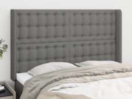 vidaXL Headboard with Ears Dark Gray 57.9"x6.3"x46.5"/50.4" Fabric
