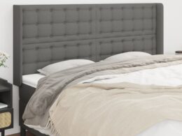 vidaXL Headboard with Ears Dark Gray 79.9"x6.3"x46.5"/50.4" Fabric