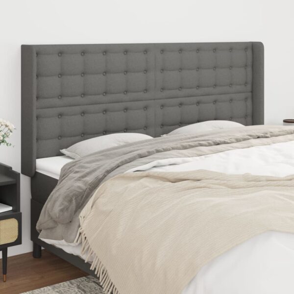 vidaXL Headboard with Ears Dark Gray 79.9"x6.3"x46.5"/50.4" Fabric