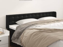 vidaXL Headboard with Ears Black 79.9"x6.3"x30.7"/34.6" Faux Leather