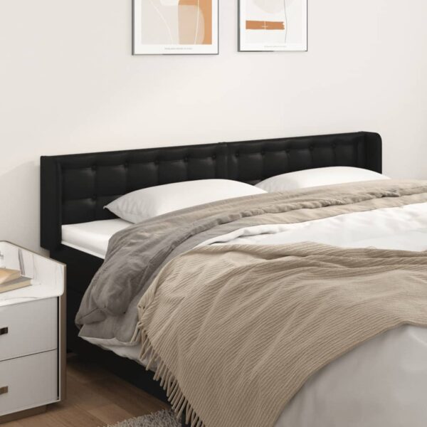 vidaXL Headboard with Ears Black 79.9"x6.3"x30.7"/34.6" Faux Leather