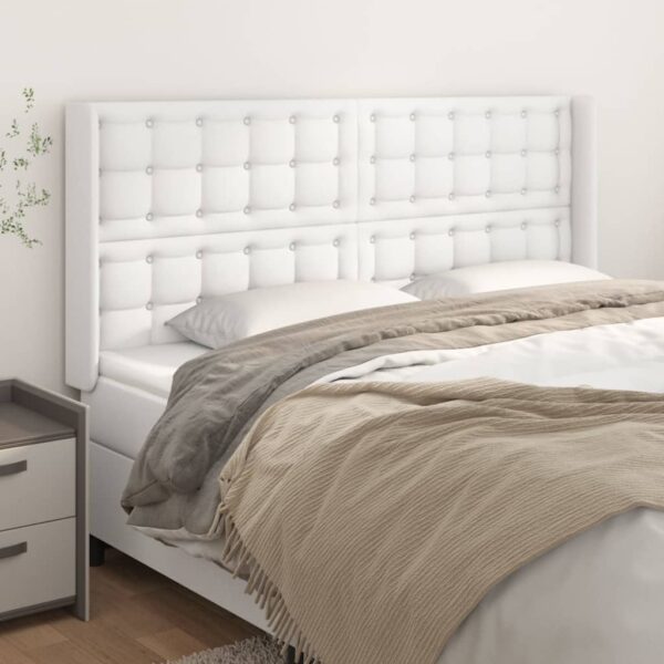 vidaXL Headboard with Ears White 72"x6.3"x46.5"/50.4" Faux Leather