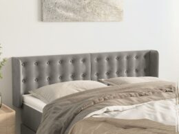 vidaXL Headboard with Ears Light Gray 57.9"x6.3"x30.7"/34.6" Velvet