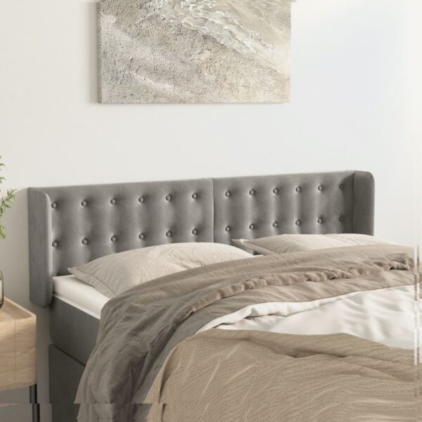 vidaXL Headboard with Ears Light Gray 57.9"x6.3"x30.7"/34.6" Velvet