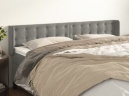 vidaXL Headboard with Ears Light Gray 64.2"x6.3"x30.7"/34.6" Velvet