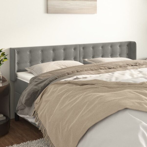vidaXL Headboard with Ears Light Gray 64.2"x6.3"x30.7"/34.6" Velvet