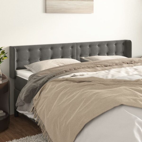 vidaXL Headboard with Ears Dark Gray 79.9"x6.3"x30.7"/34.6" Velvet