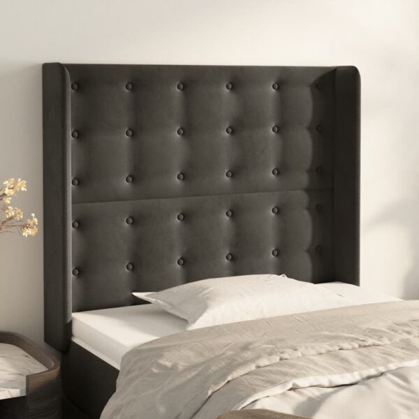 vidaXL Headboard with Ears Dark Gray 40.6"x6.3"x46.5"/50.4" Velvet