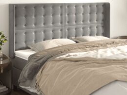 vidaXL Headboard with Ears Light Gray 72"x6.3"x46.5"/50.4" Velvet