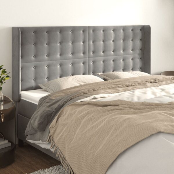 vidaXL Headboard with Ears Light Gray 72"x6.3"x46.5"/50.4" Velvet