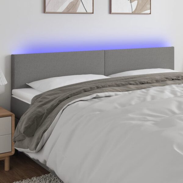 vidaXL LED Headboard Dark Gray 63"x2"x30.7"/34.6" Fabric