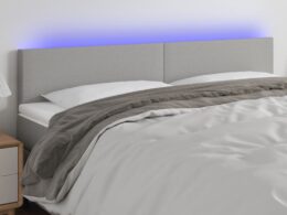 vidaXL LED Headboard Light Gray 78.7"x2"x30.7"/34.6" Fabric