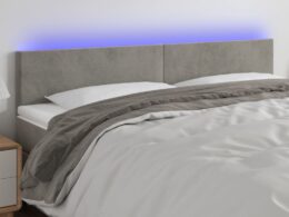 vidaXL LED Headboard Light Gray 78.7"x2"x30.7"/34.6" Velvet
