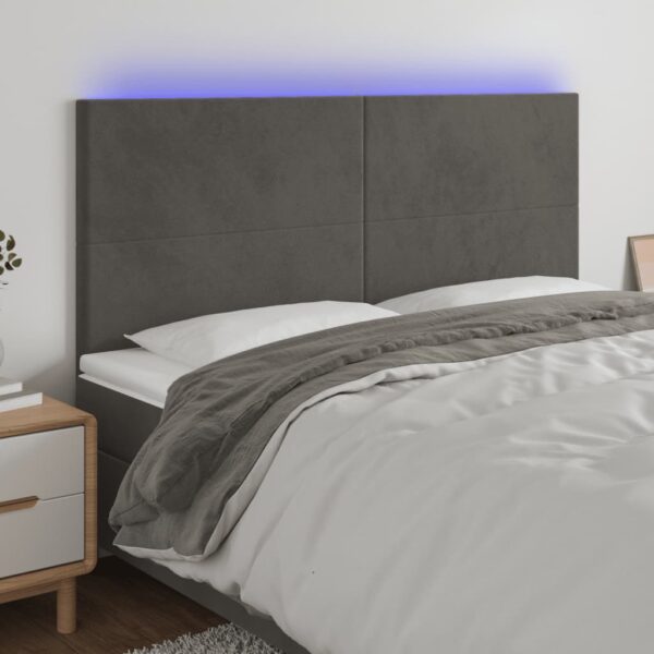 vidaXL LED Headboard Dark Gray 70.9"x2"x46.5"/50.4" Velvet