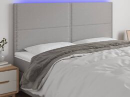 vidaXL LED Headboard Light Gray 63"x2"x46.5"/50.4" Fabric