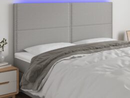 vidaXL LED Headboard Light Gray 78.7"x2"x46.5"/50.4" Fabric