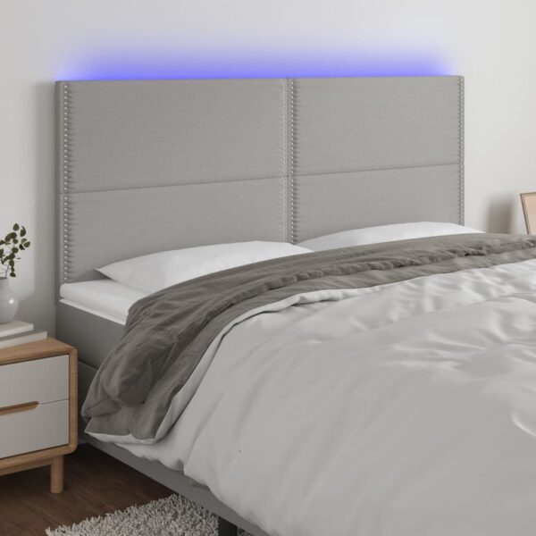vidaXL LED Headboard Light Gray 78.7"x2"x46.5"/50.4" Fabric