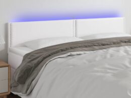vidaXL LED Headboard White 70.9"x2"x30.7"/34.6" Faux Leather
