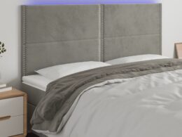 vidaXL LED Headboard Light Gray 63"x2"x46.5"/50.4" Velvet