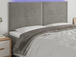 vidaXL LED Headboard Light Gray 78.7"x2"x46.5"/50.4" Velvet
