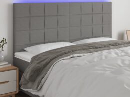 vidaXL LED Headboard Dark Gray 78.7"x2"x46.5"/50.4" Fabric