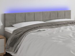 vidaXL LED Headboard Light Gray 70.9"x2"x30.7"/34.6" Velvet