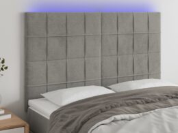 vidaXL LED Headboard Light Gray 56.7"x2"x46.5"/50.4" Velvet