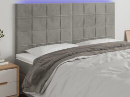 vidaXL LED Headboard Light Gray 78.7"x2"x46.5"/50.4" Velvet