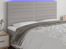 vidaXL LED Headboard Light Gray 70.9"x2"x46.5"/50.4" Fabric