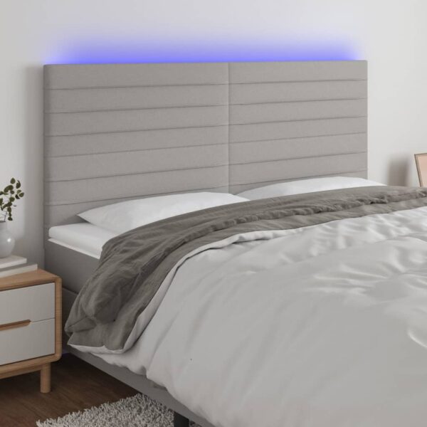 vidaXL LED Headboard Light Gray 70.9"x2"x46.5"/50.4" Fabric