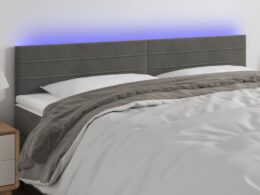 vidaXL LED Headboard Dark Gray 63"x2"x30.7"/34.6" Velvet