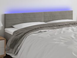 vidaXL LED Headboard Light Gray 78.7"x2"x30.7"/34.6" Velvet