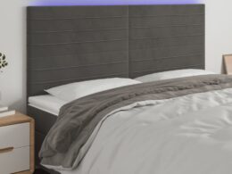 vidaXL LED Headboard Dark Gray 70.9"x2"x46.5"/50.4" Velvet