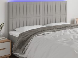 vidaXL LED Headboard Light Gray 70.9"x2"x46.5"/50.4" Fabric