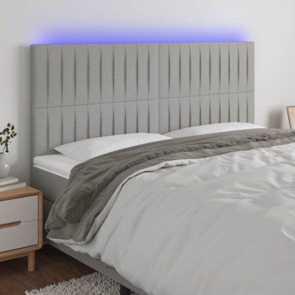 vidaXL LED Headboard Light Gray 70.9"x2"x46.5"/50.4" Fabric