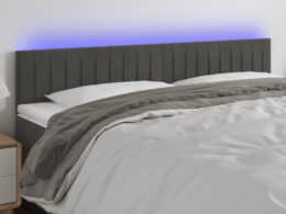 vidaXL LED Headboard Dark Gray 63"x2"x30.7"/34.6" Velvet