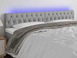 vidaXL LED Headboard Light Gray 63"x2.8"x30.7"/34.6" Fabric