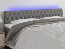 vidaXL LED Headboard Dark Gray 78.7"x2.8"x30.7"/34.6" Fabric