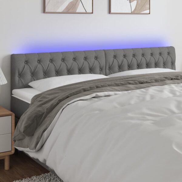 vidaXL LED Headboard Dark Gray 78.7"x2.8"x30.7"/34.6" Fabric