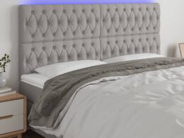 vidaXL LED Headboard Light Gray 70.9"x2.8"x46.5"/50.4" Fabric