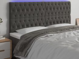 vidaXL LED Headboard Dark Gray 78.7"x2.8"x46.5"/50.4" Velvet