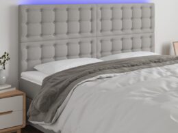 vidaXL LED Headboard Light Gray 78.7"x2"x46.5"/50.4" Fabric