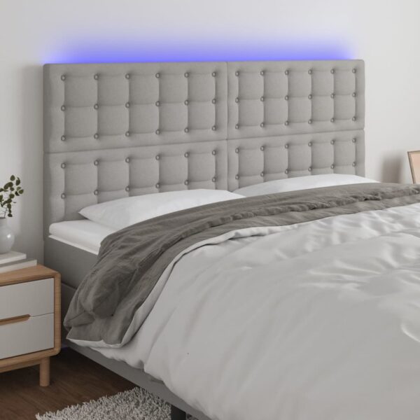 vidaXL LED Headboard Light Gray 78.7"x2"x46.5"/50.4" Fabric