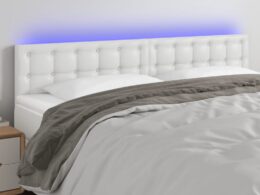 vidaXL LED Headboard White 70.9"x2"x30.7"/34.6" Faux Leather