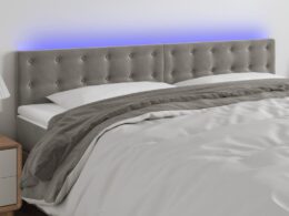 vidaXL LED Headboard Light Gray 70.9"x2"x30.7"/34.6" Velvet