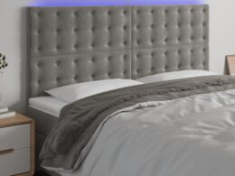 vidaXL LED Headboard Light Gray 78.7"x2"x46.5"/50.4" Velvet